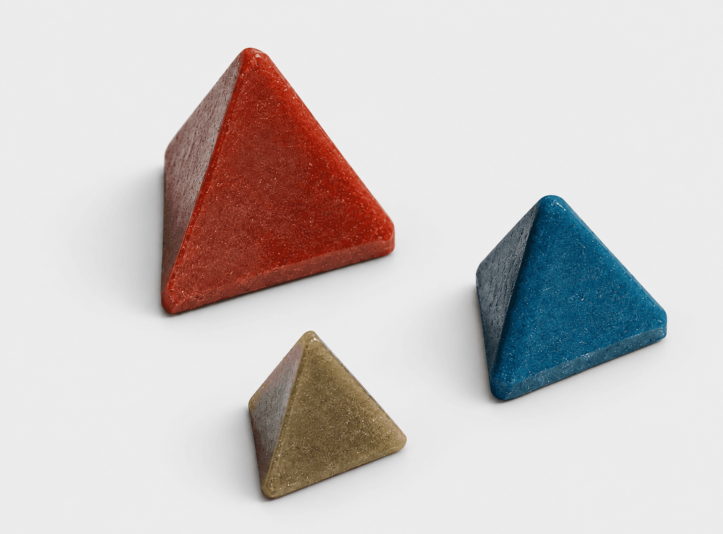 Tetrahedron plastic finishing media — enhanced supplier photograph