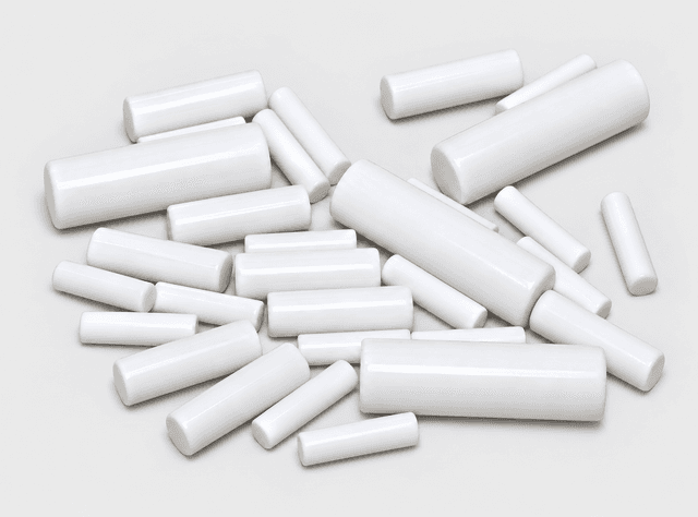 White Porcelain Polishing Pins, AI-enhanced from the Vibra Finish supplier photograph